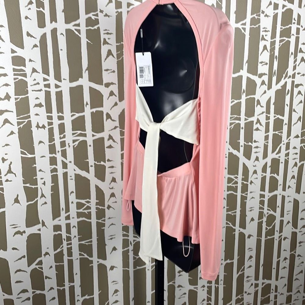 Missoni NEW Silk Jersey Open Back Tie Back Long Sleeve Top S Peach Ivory - Picture 14 of 14